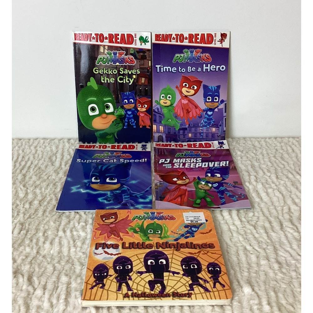 PJ Masks Ready to Read Books Lot of 5 PB & Board Ninjas Level 1 Early Readers
